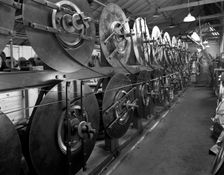 Continuous bandsaw blades, Slack Sellers & Co Ltd, Sheffield, South Yorkshire, 1963. Creator: Michael Walters
