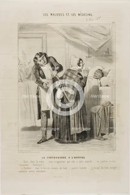 Contraband at the Hospital (plate 26), 1843. Creator: Charles Emile Jacque.