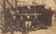 Contrabands Aboard U.S. Ship Vermont, Port Royal, South Carolina, 1861. Creator: Henry P. Moore