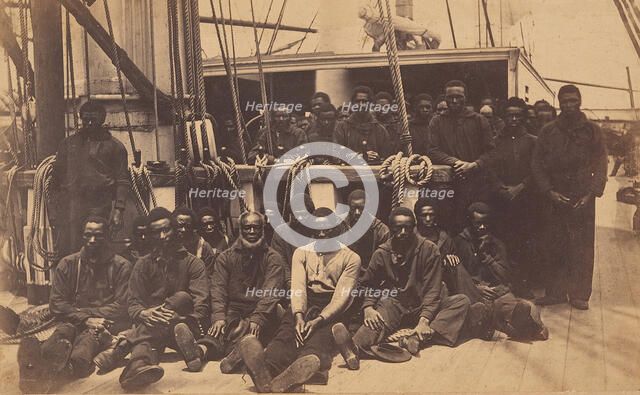 Contrabands Aboard U.S. Ship Vermont, Port Royal, South Carolina, 1861. Creator: Henry P. Moore.