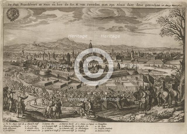 Contrafacter of Frankfurt am Main with passage of the Swedes under Gustav Adolf on 17th November 163
