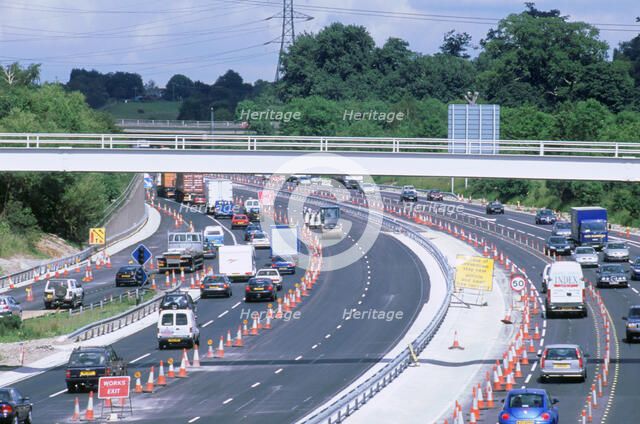 Contraflow system on M27 motorway. Artist: Unknown.