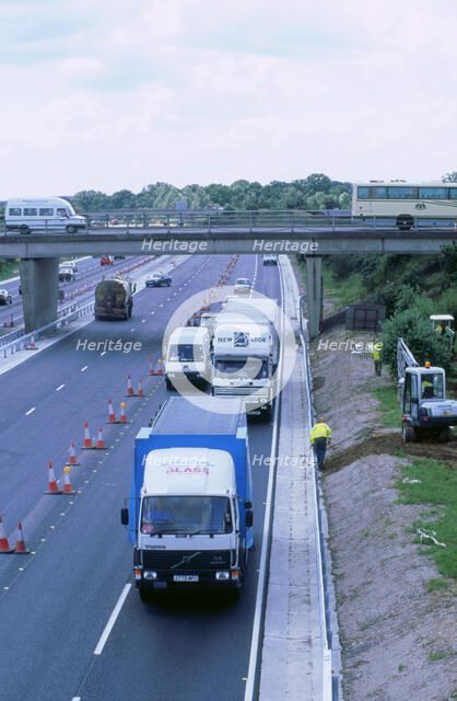 Contraflow system on M27 motorway. Artist: Unknown.