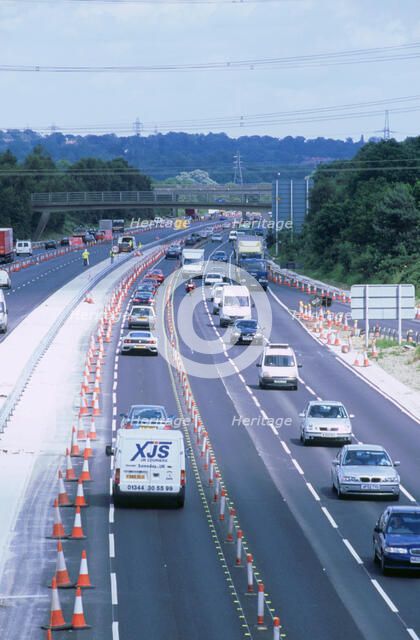 Contraflow system on M27 motorway. Artist: Unknown.