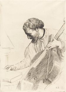 Contre-bass Player (Le joueur de contre-basse). Creator: Alphonse Legros