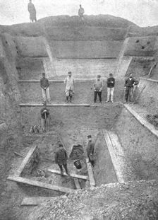 Contre des villes Ouvertes; Les fouilles, pour retrouver la projectile 1916. Creator: Unknown