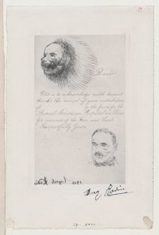 Contribution Receipt of the Special American Hospital in Paris for Wounds of the Face and ..., 1916. Creator: Auguste Rodin