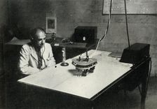 Control desk at an RAF flight training school, 1941. Creator: Charles Brown