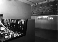 Control room at Manvers coal preparation plant, near Rotherham, South Yorkshire, 1956. Creator: Michael Walters