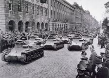 Convoy of tanks taking part in Adolf Hitler's birthday celebrations, 29th April 1936. Creator: Unknown