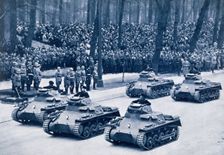 Convoy of tanks taking part in Adolf Hitler's birthday celebrations, 29th April 1936. Creator: Unknown