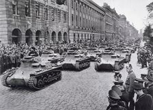 Convoy of tanks taking part in Adolf Hitler's birthday celebrations, 29th April 1936