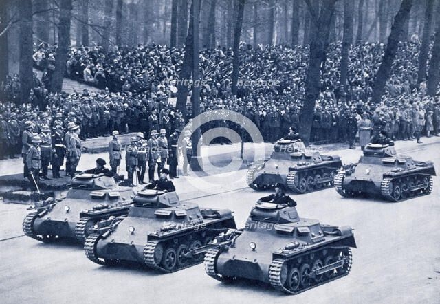 Convoy of tanks taking part in Adolf Hitler's birthday celebrations, 29th April 1936. Artist: Unknown