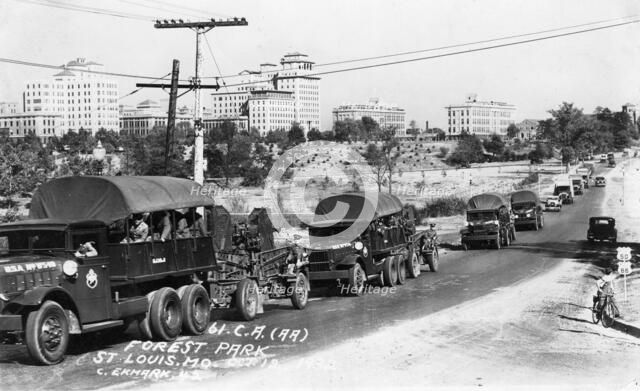 Convoy of the 61st Cavalry Artillery, Forest Park, Missouri, USA, 1932. Artist: Ekmark Photo