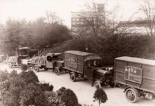 Convoy of various Rowntree lorries and vans, York, Yorkshire, 1920
