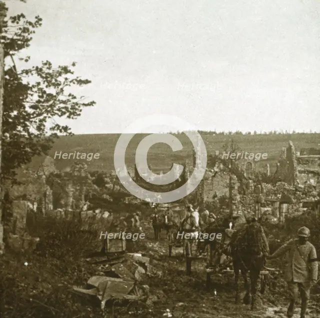 Convoy, Les Éparges, northern France, c1914-c1918.  Artist: Unknown.