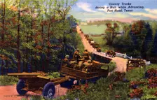 Convoy Trucks During a Halt While Advancing, Fort Hood, Texas USA, 1943. Artist: US Army Signal Corps
