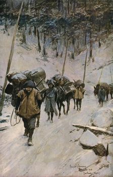 Convoyeurs dans la foret 1916. Creator: Francois Flameng