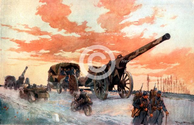 'Convoi d'Artillerie Automobile' ('Convoy of Motorised Artillery'), World War I, France, 1918. Artist: Unknown
