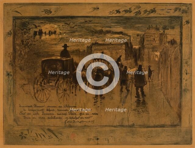 Convoi Funèbre au Boulevard de Clichy (Funeral Procession on the Boulevard de Clichy), 1887. Creator: Felix Hilaire Buhot.