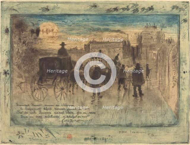 Convoi Funèbre au Boulevard de Clichy (Funeral Procession on the Boulevard de Clichy), 1887. Creator: Felix Hilaire Buhot.