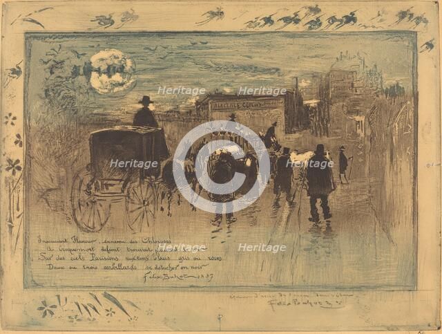 Convoi Funèbre au Boulevard de Clichy (Funeral Procession on the Boulevard de Clichy), 1887. Creator: Felix Hilaire Buhot.