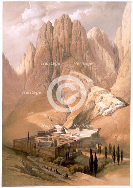'Convent of St Catherine with Mount Horeb, February 19th 1839' (1849). Creator: Louis Haghe.