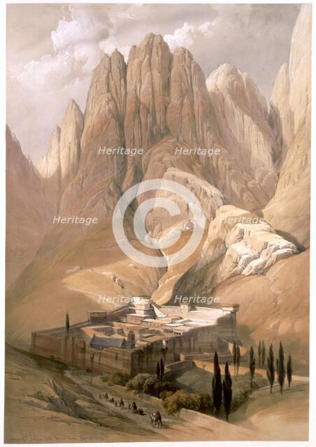 'Convent of St Catherine with Mount Horeb, February 19th 1839' (1849). Artist: Louis Haghe