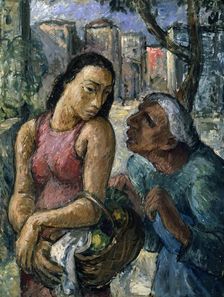 Conversation on a Street 20th century. Creator: Karl Hofer