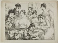 Conversation, a Family Drawing and Reading, the Nurse Holding an Infant, a Portrait of Pri..., 1817. Creator: Vivant Denon