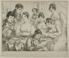 Conversation, a Family Drawing and Reading, the Nurse Holding an Infant, a Portrait of Pri..., 1817. Creator: Vivant Denon