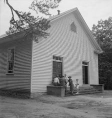 Conversation among members of congregation..., Wheeley's Church, Gordonton, North Carolina, 1939. Creator: Dorothea Lange