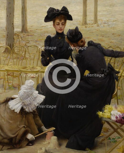 Conversation in the Jardin du Luxembourg, 1892. Artist: Corcos, Vittorio Matteo (1859-1933)