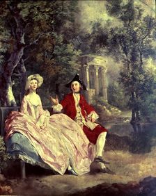 Conversation in the Park detail of the canvas by Thomas Gainsborough