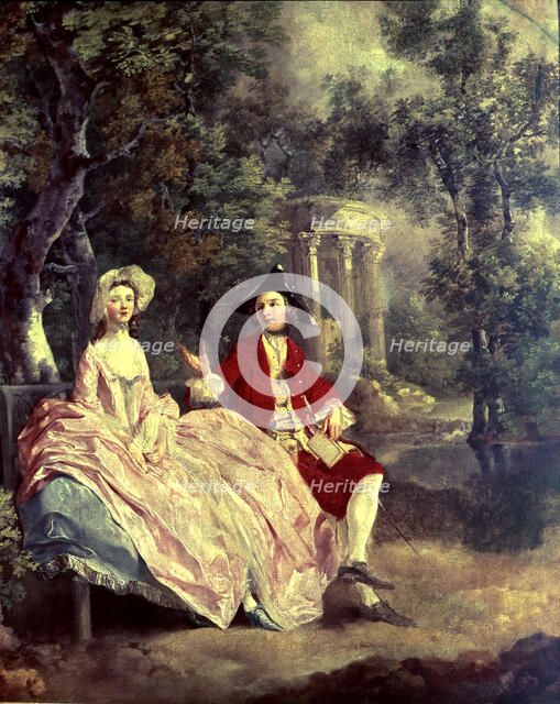Conversation in the Park', detail of the canvas by Thomas Gainsborough.