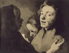 Conversation Piece: Three Heads, 1872. Creator: Theodule Ribot