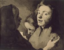 Conversation Piece: Three Heads, 1872. Creator: Theodule Ribot