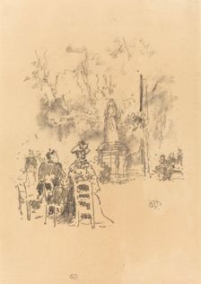Conversation Under the Statue, Luxembourg Gardens, 1893. Creator: James Abbott McNeill Whistler