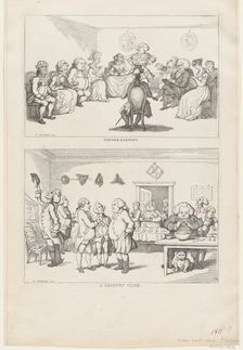 Conversazione, and A Country Club, 1806-11 (?)., 1806-11 (?). Creator: Thomas Rowlandson