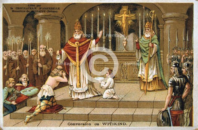 Conversion of Witikind, 785 AD, (19th century). Artist: Unknown