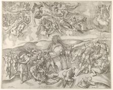 Conversion of Saul, from Michelangelo's fresco in the Pauline Chapel at the Vatican..., ca. 1545-60. Creator: Nicolas Beatrizet