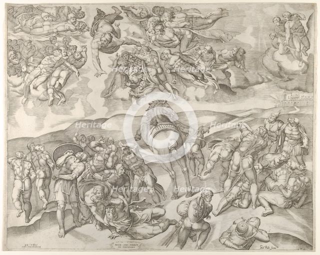 Conversion of Saul, from Michelangelo's fresco in the Pauline Chapel at the Vatican..., ca. 1545-60. Creator: Nicolas Beatrizet.