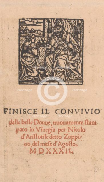 Convivio delle Belle Donne, page 22 (verso), August 1532., August 1532. Creator: Matteo da Treviso.