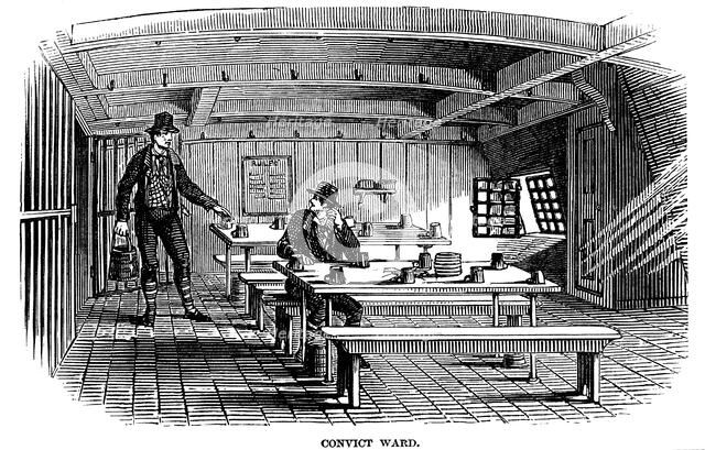Convict ward on board the prison hulk 'Warrior' at Woolwich, London, 1848. Artist: Unknown