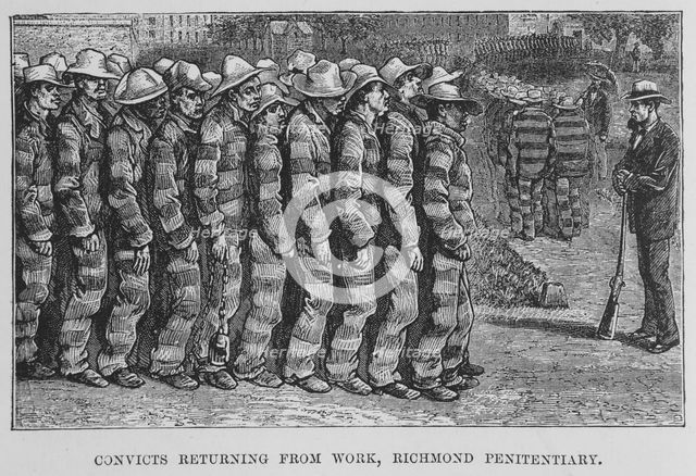 Convicts returning from work, Richmond penitentiary, 1882. Creator: Unknown.
