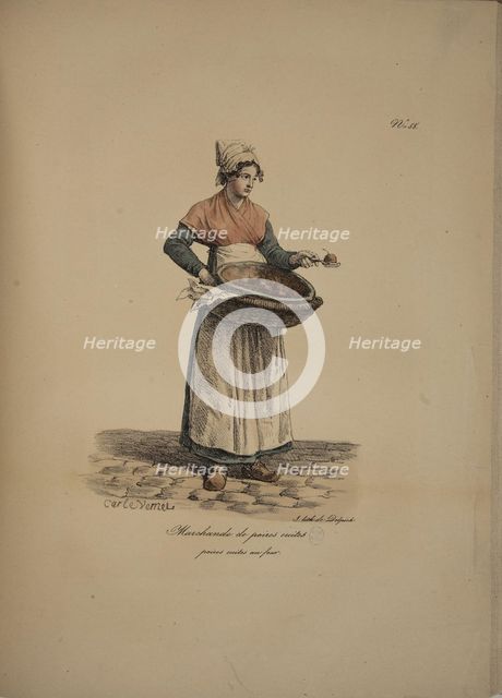 Cooked pear seller. From the Series "Cris de Paris" (The Cries of Paris), 1815. Creator: Vernet, Carle (1758-1836).