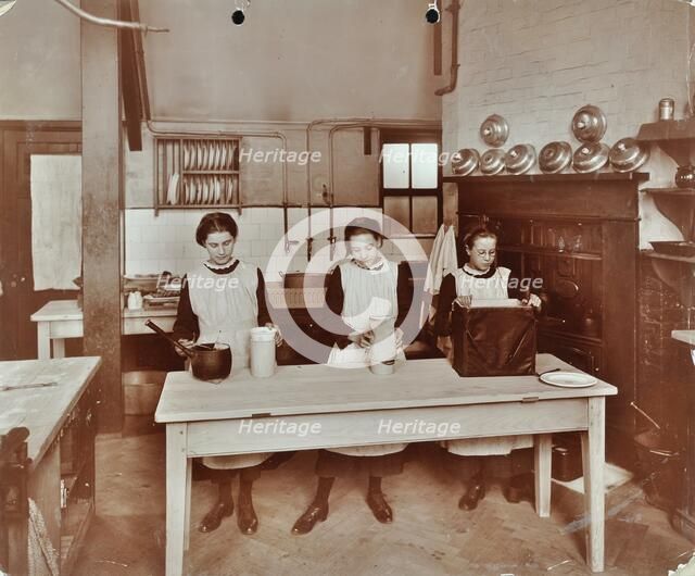 Cookery lesson, Morden Terrace School, Greenwich, London, 1908. Artist: Unknown.