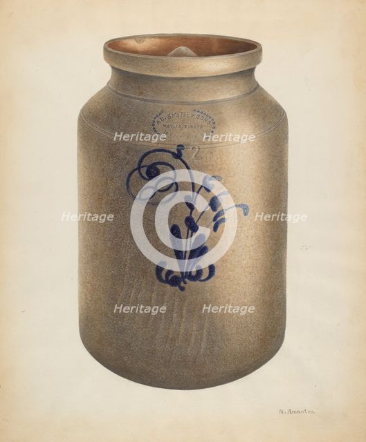 Cookie Jar with Cover, c. 1938. Creator: Nicholas Amantea.