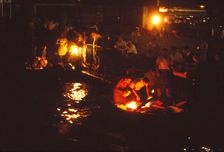Cooking Fish on Boats at the Galata Bridge, Istanbul, Turkey, 20th century. Artist: CM Dixon