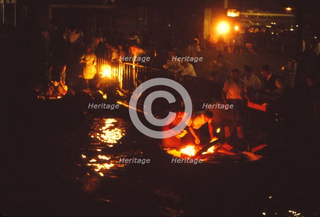 Cooking Fish on Boats at the Galata Bridge, Istanbul, Turkey, 20th century. Artist: CM Dixon.